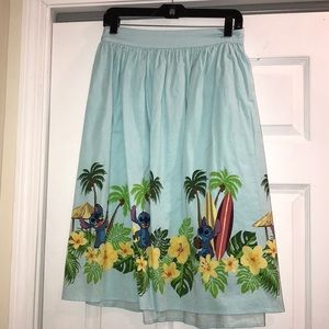 Disney Blue Tropical Midi Skirt